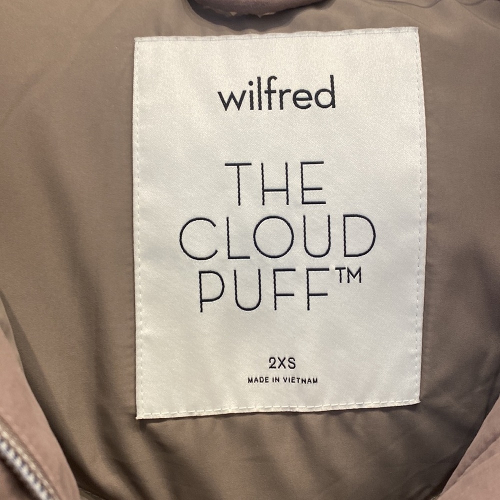SOLD Aritzia Wilfred 2XS Stone Taupe Brown The Cloud Puff Jacket Short Zip Coat - Picture 5 of 7